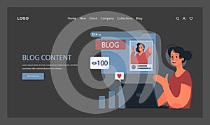 Content creation web banner or landing page dark or night mode.