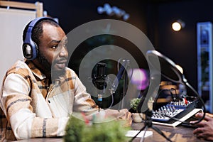 Content creator using audio equipment