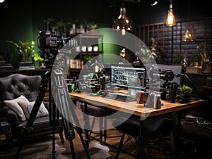 Content creators livestream studio setup