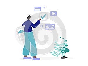 Content Curation flat illustration concept Social Media, minimal modern style, perfect for landing pages, templates, UI, web, mobi