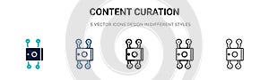 Content curation icon in filled, thin line, outline and stroke style. Vector illustration of two colored and black content