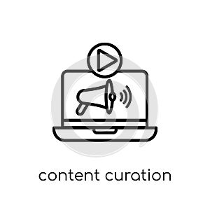 Content curation icon. Trendy modern flat linear vector Content photo