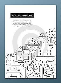 Content Curation - line design brochure poster template A4