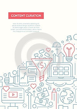 Content Curation - line design brochure poster template A4