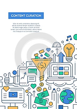 Content Curation - line design brochure poster template A4 photo