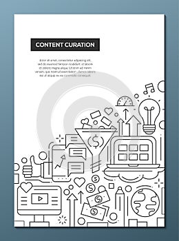 Content Curation - line design brochure poster template A4 photo
