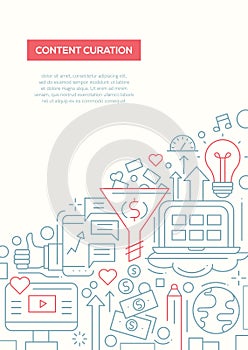 Content Curation - line design brochure poster template A4 photo