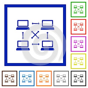 Content delivery network flat framed icons