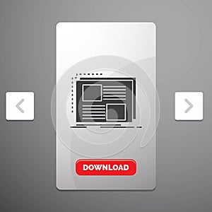 Content, design, frame, page, text Glyph Icon in Carousal Pagination Slider Design & Red Download Button