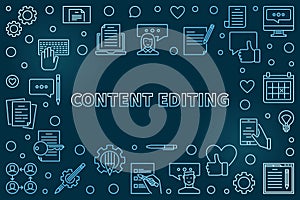 Content Editing concept blue outline frame or illustration