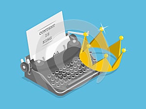 Content is king flat isometric vector concept.