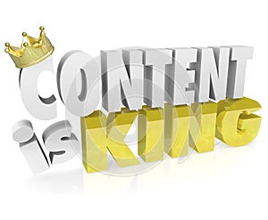 Content is King Quote Saying 3D Letters Crown Online Value