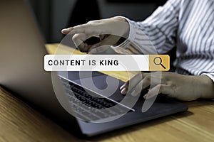 Content is king for SEO website concept. Business, technology internet and web concept. Digital marketing