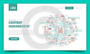 content management concept with circle icon for website template or landing page homepage