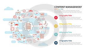 content management concept for infographic template banner with four point list information