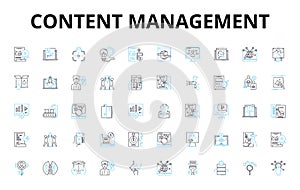 Content management linear icons set. Organization, Collaboration, Workflow, Efficiency, Integration, Framework