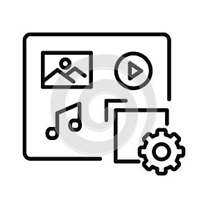 Content Management Set Black And White Illustration