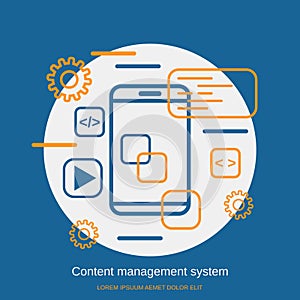 Content management system flat style vector concept