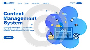 Content management System with Tiny People Character Concept Vector Illustration