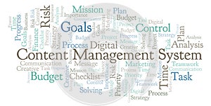 Content Management System word cloud, made with text only.