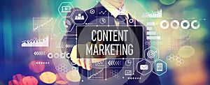 Content marketing concept with a businessman