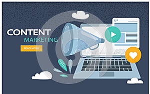 Content marketing, Digital advertising, Website marketing, Social media marketing - conceptual flat design vector illustration wit