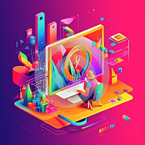 Content marketing drawing vibrantly illustration