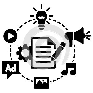 Content marketing icon vector  advertising illustration, marketing symbol