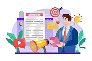Content Marketing Manager Illustration concept on white background