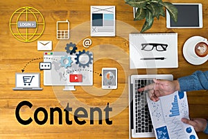 Content marketing, online concept , Content Data Blogging Media