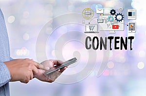 Content marketing, online concept , Content Data Blogging Media