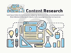 Content marketing research thin line icon design