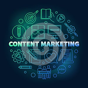 Content Marketing round vector colored illustration