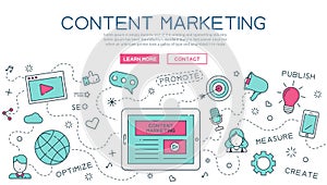 Content, marketing for website banner and landing page