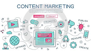 Content, marketing for website banner and landing page photo