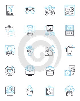 Content media linear icons set. Blogging, Podcasts, Videos, Infographics, Images, Social media, Articles line vector and