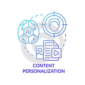 Content personalization blue gradient concept icon