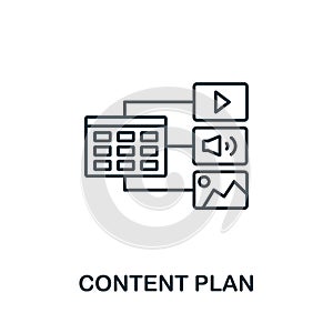 Content Plan outline icon. Thin line concept element from content icons collection. Creative Content Plan icon for mobile apps and