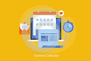 Content planning for social media marketing strategy based on calendar date concept. Vector illustration.