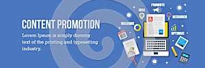 Content promotion concept - flat design vector web banner