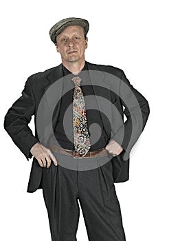 Content senior man in a suit