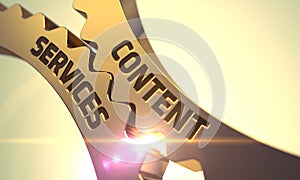 Content Services Concept. Golden Cog Gears. 3D.