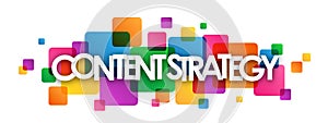 CONTENT STRATEGY colorful overlapping squares banner