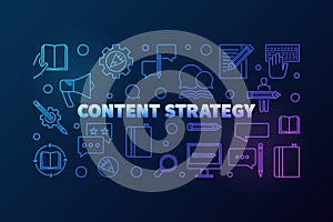 Content Strategy colorful vector concept horizontal illustration