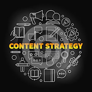 Content Strategy round vector colored linear illustration