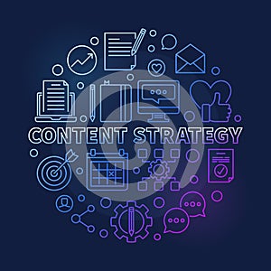 Content Strategy vector circular outline colorful illustration