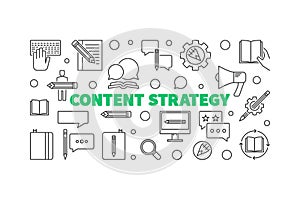 Content Strategy vector concept line horizontal illustration