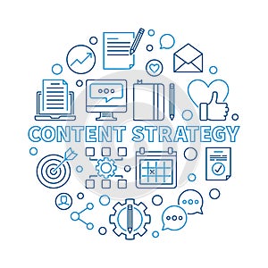 Content Strategy vector round outline modern illustration