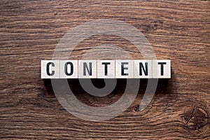 Content - word concept on building blocks, text