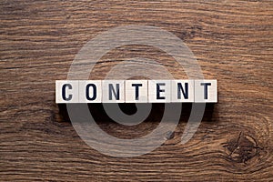 Content - word written on cubes, text